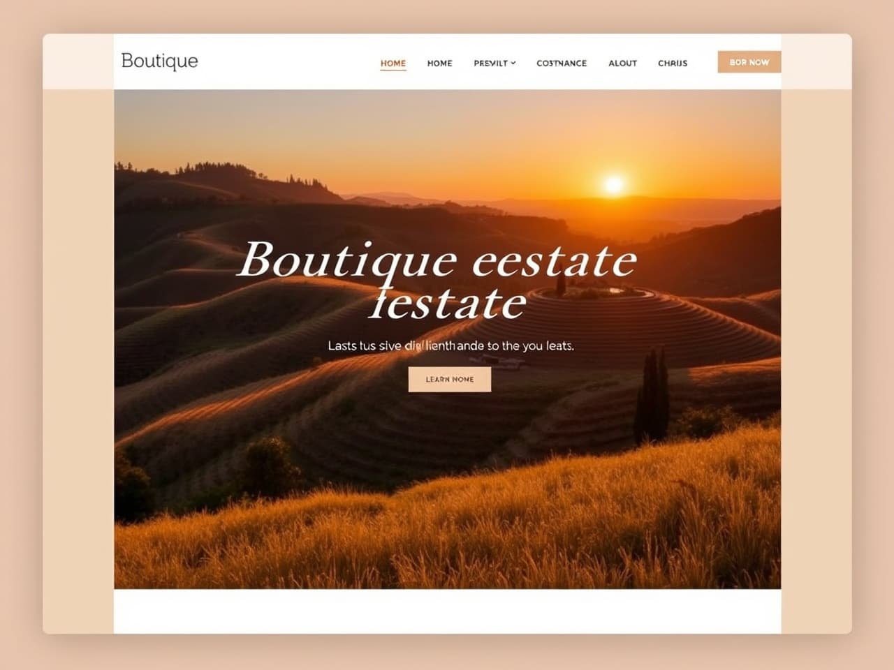 Sample wine website mockup